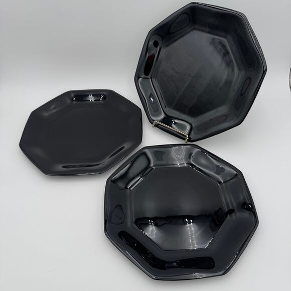 Vintage Dinner Plates in Black Octime by Arcoroc Set of 3, 10.5" - Picture 1 of 10
